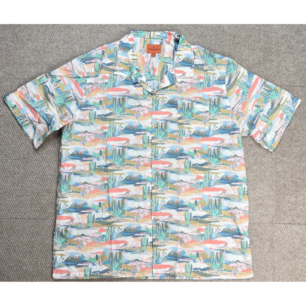 Simon Carter London‎ Men's Short Sleeve Western Print Shirt Size 17